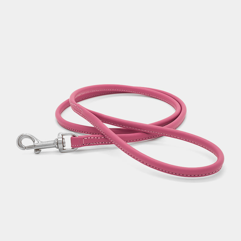 Guinzaglio Tubolare in Pelle ROSA