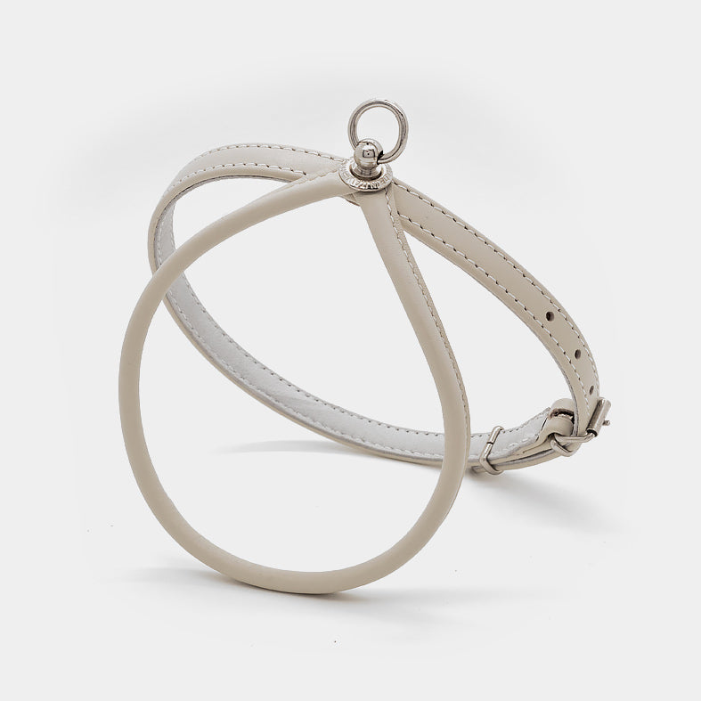 Pettorina Per Cani In Vera Pelle - Ferplast GIOTTO LUXOR, Con Borchie, Taglia P (Beige)