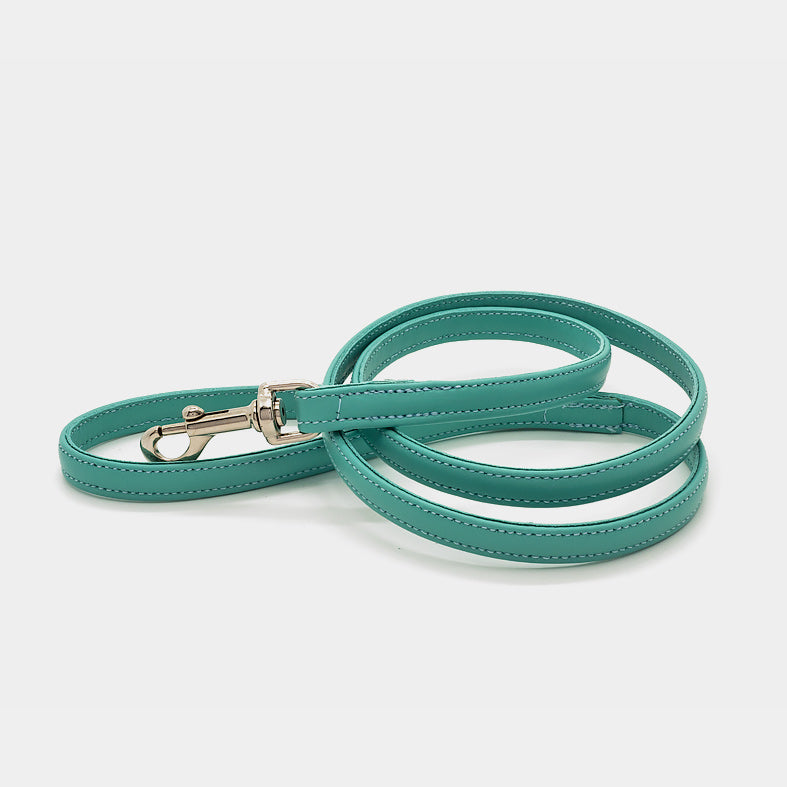 Guinzaglio Classico in Pelle Turchese