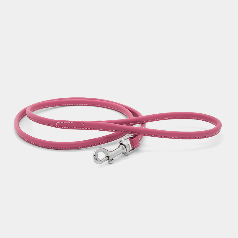 Guinzaglio Tubolare in Pelle ROSA