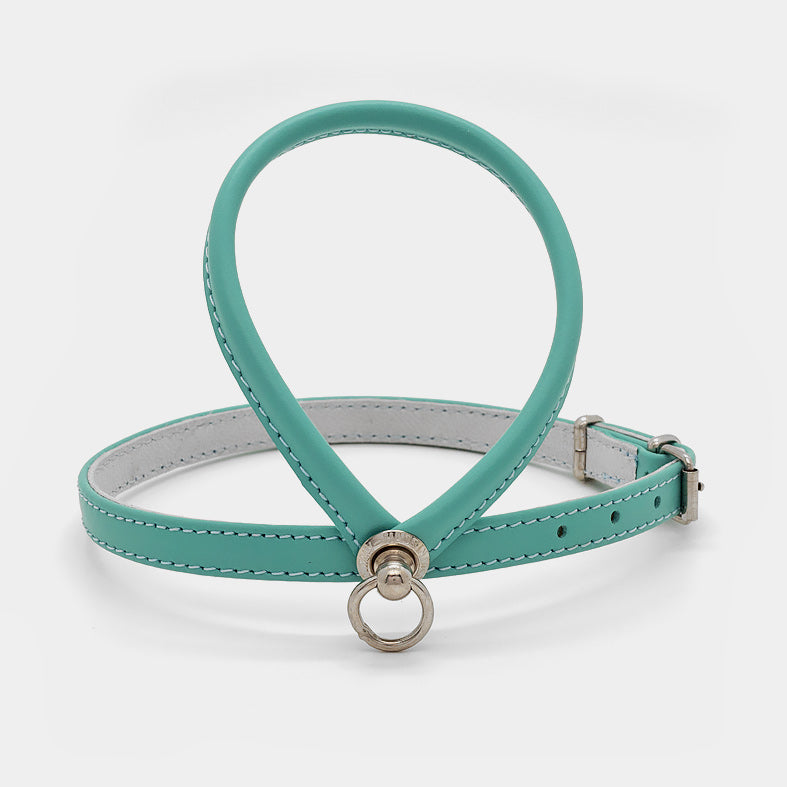 Pettorina in Pelle Turchese
