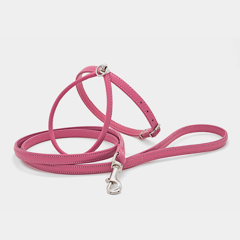 Guinzaglio Classico in Pelle ROSA