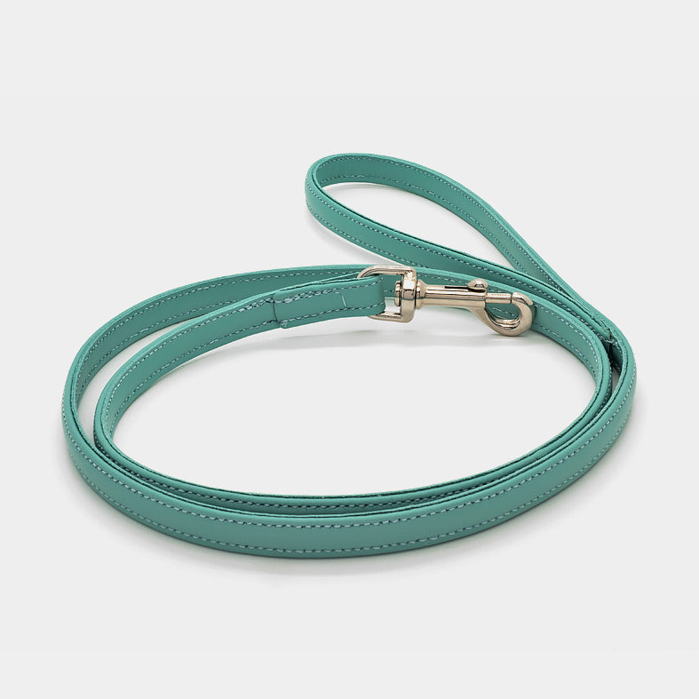 Guinzaglio Classico in Pelle Turchese