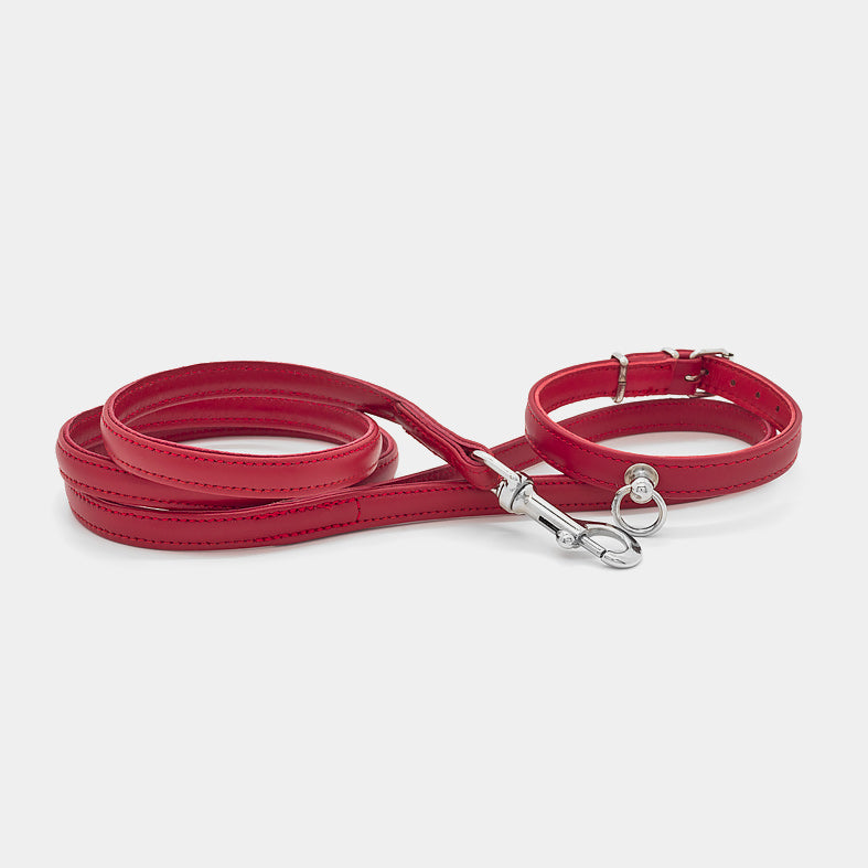 Guinzaglio Classico in Pelle ROSSO