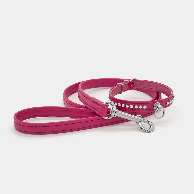 Guinzaglio Classico in Pelle FUCSIA