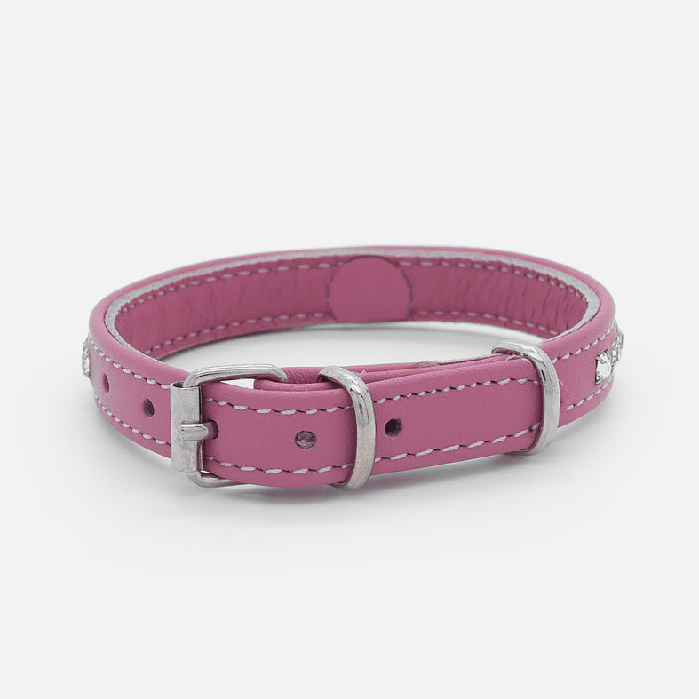 Collare in Pelle Rosa STRASS