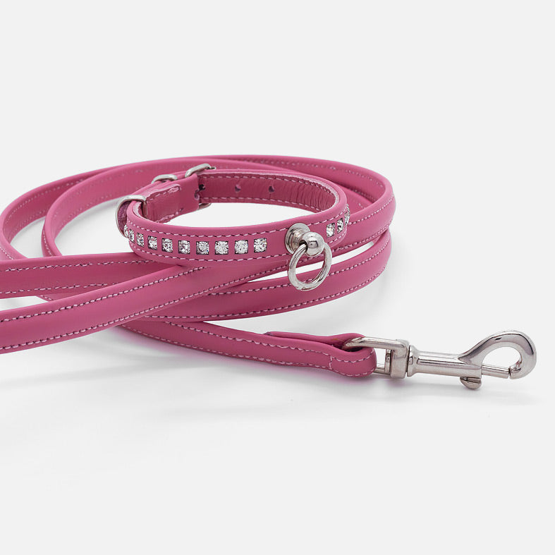 Collare in Pelle Rosa STRASS