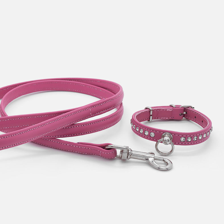 Collare in Pelle Rosa STRASS