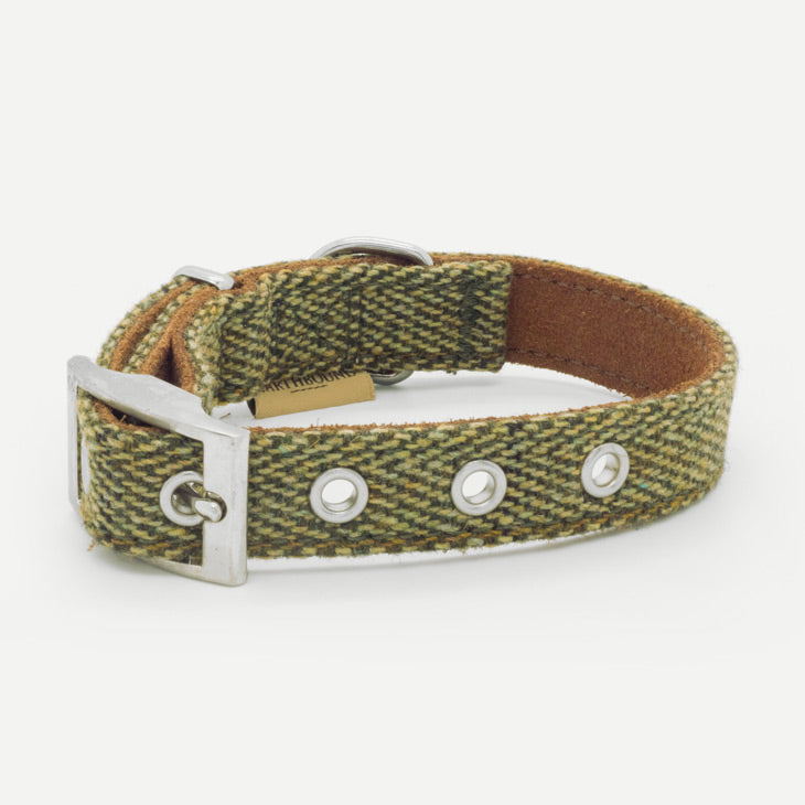 Collare in Pelle e Tweed Green