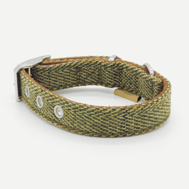 Collare in Pelle e Tweed Green