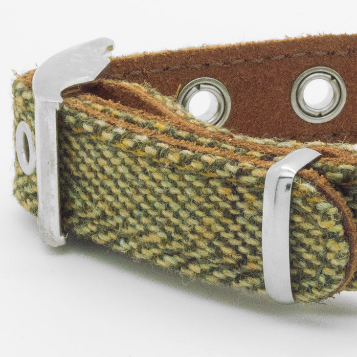 Collare in Pelle e Tweed Green