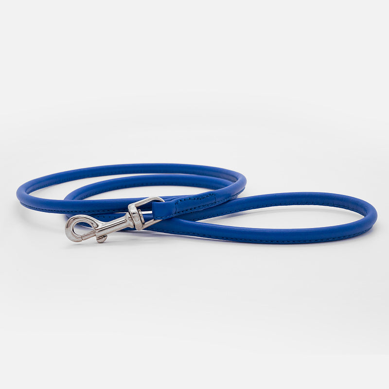 Guinzaglio Tubolare in Pelle BLU