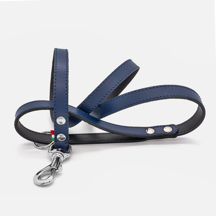 Guinzaglio in Pelle BLU BONE