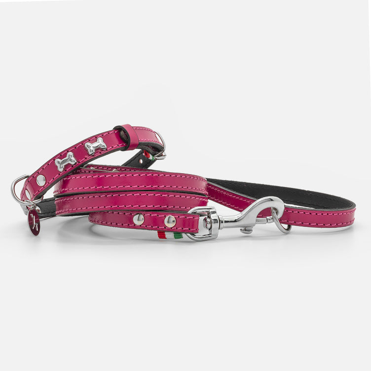 Guinzaglio in Pelle FUCSIA BONE