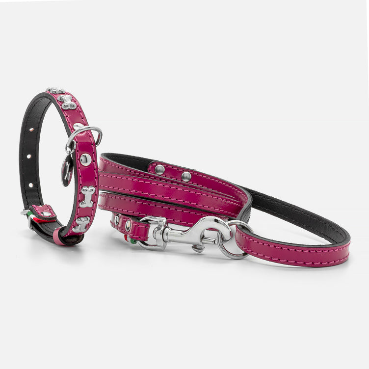 Guinzaglio in Pelle FUCSIA BONE