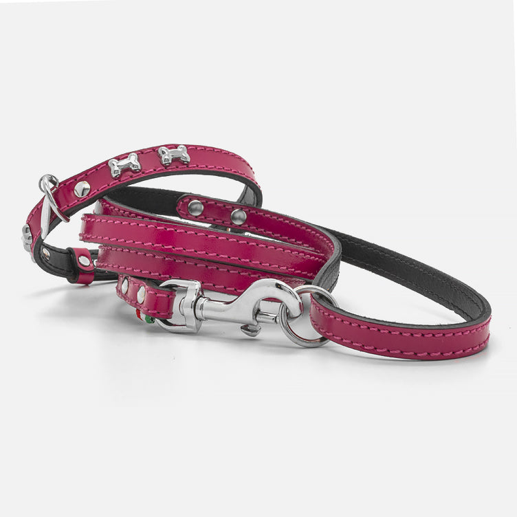 Guinzaglio in Pelle FUCSIA BONE