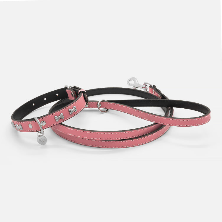 Guinzaglio in Pelle ROSA BONE