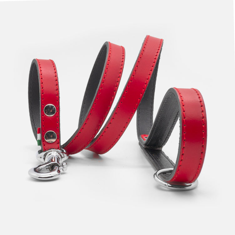 Guinzaglio in Pelle ROSSO BONE