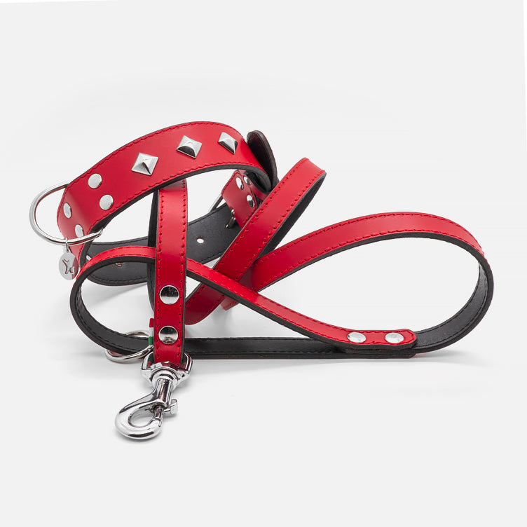 Guinzaglio in Pelle ROSSO BONE
