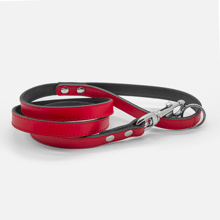 Guinzaglio in Pelle ROSSO BONE