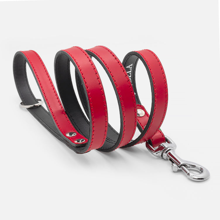 Guinzaglio in Pelle ROSSO BONE