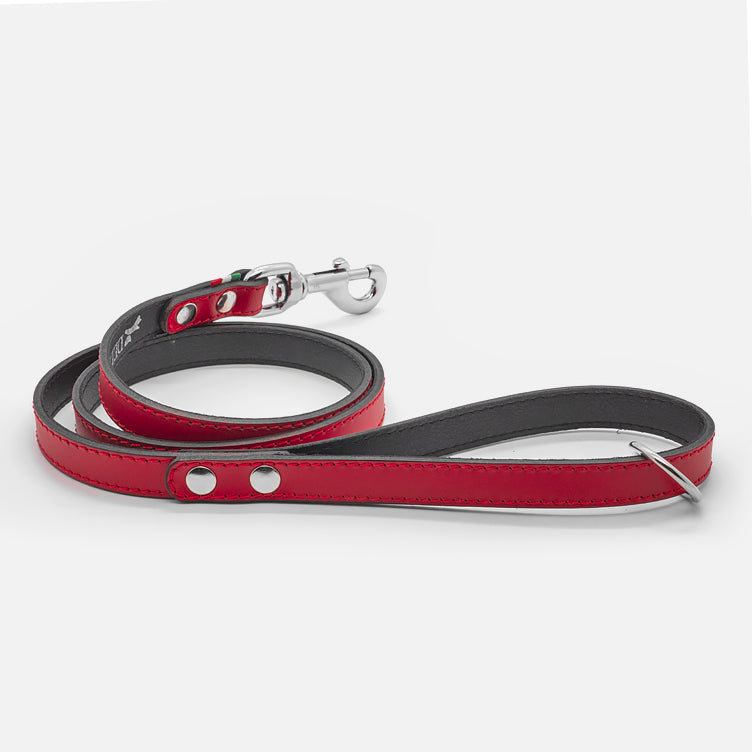 Guinzaglio in Pelle ROSSO BONE
