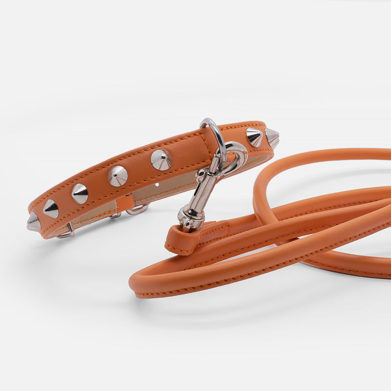 Guinzaglio Tubolare in Pelle ARANCIO