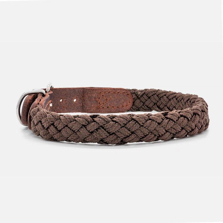Collare in Pelle e Nylon BROWN