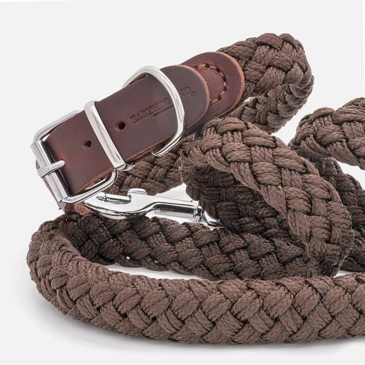 Collare in Pelle e Nylon BROWN