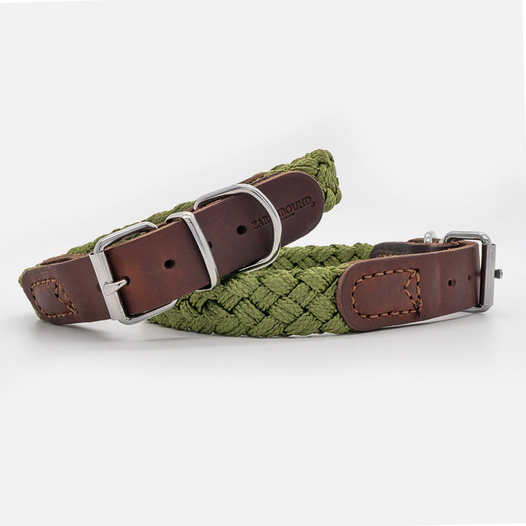 Collare in Pelle e Nylon GREEN