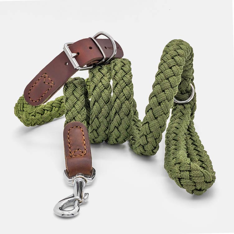 Collare in Pelle e Nylon GREEN