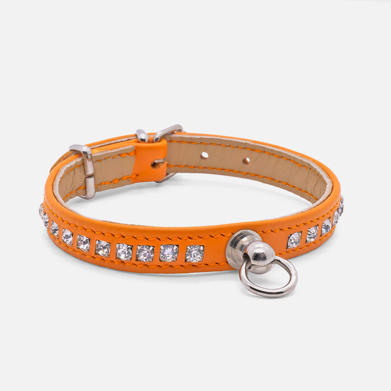 Collare in Pelle Arancio STRASS