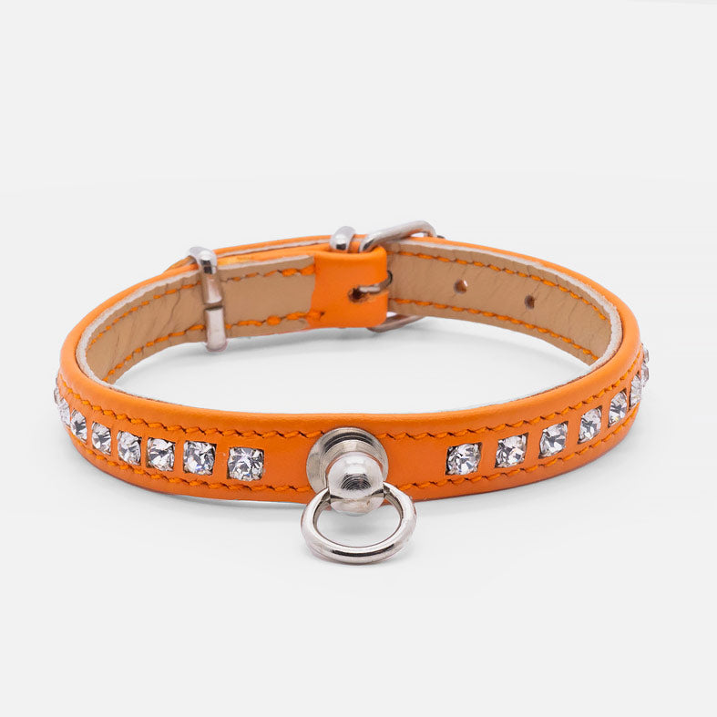Collare in Pelle Arancio STRASS