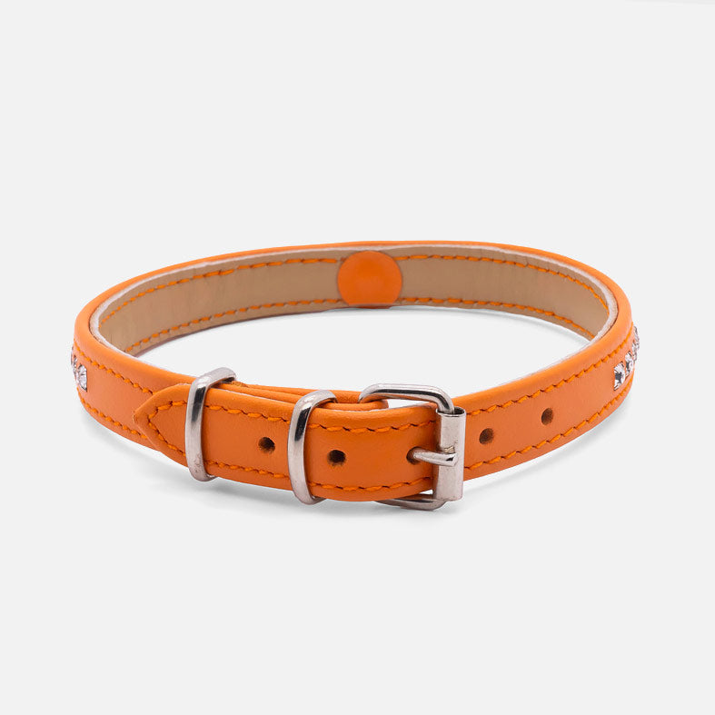 Collare in Pelle Arancio STRASS