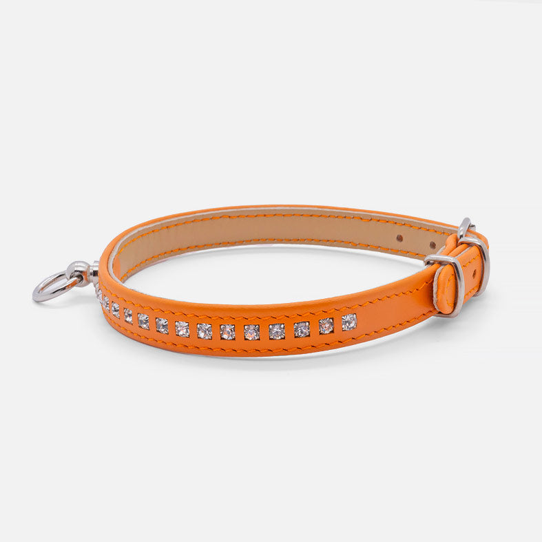 Collare in Pelle Arancio STRASS