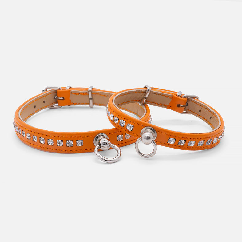Collare in Pelle Arancio STRASS