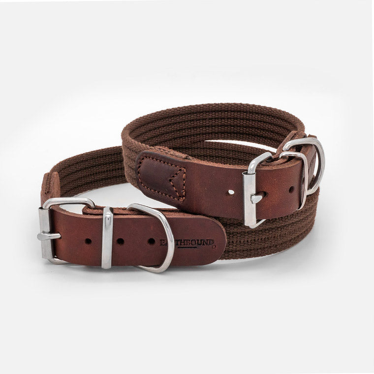 Collare in Pelle e Cotone BROWN