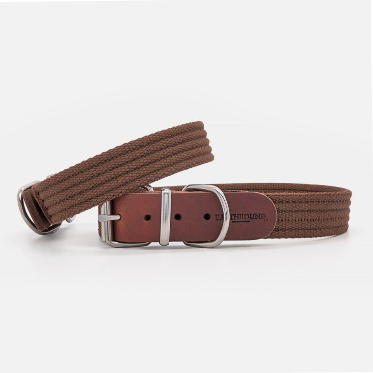 Collare in Pelle e Cotone BROWN