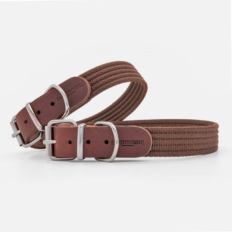Collare in Pelle e Cotone BROWN