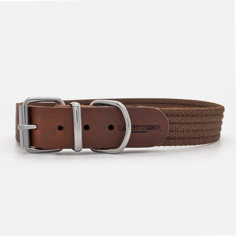 Collare in Pelle e Cotone BROWN