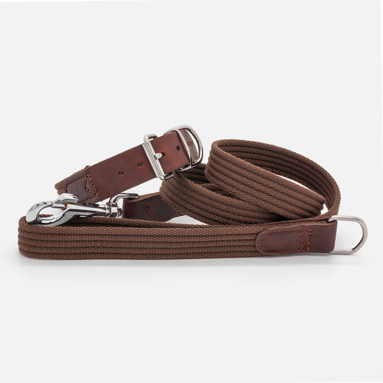 Collare in Pelle e Cotone BROWN