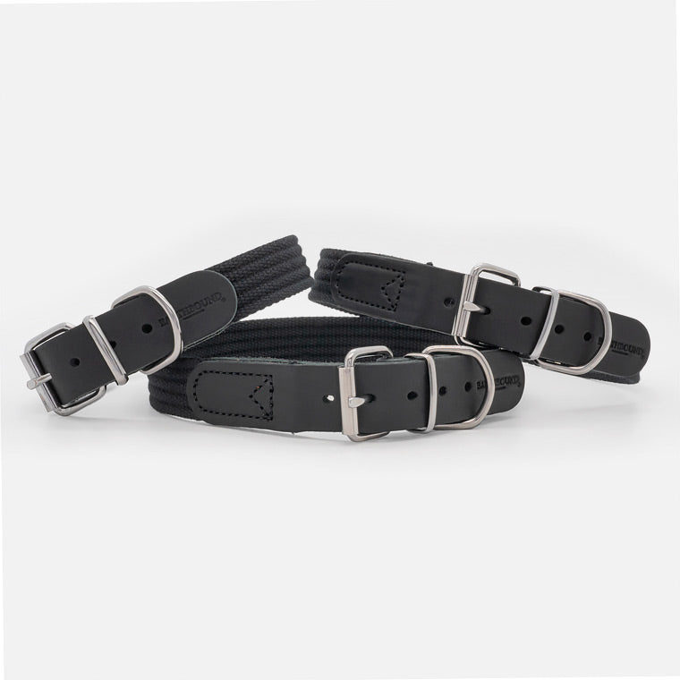 Collare in Cotone e Pelle BLACK