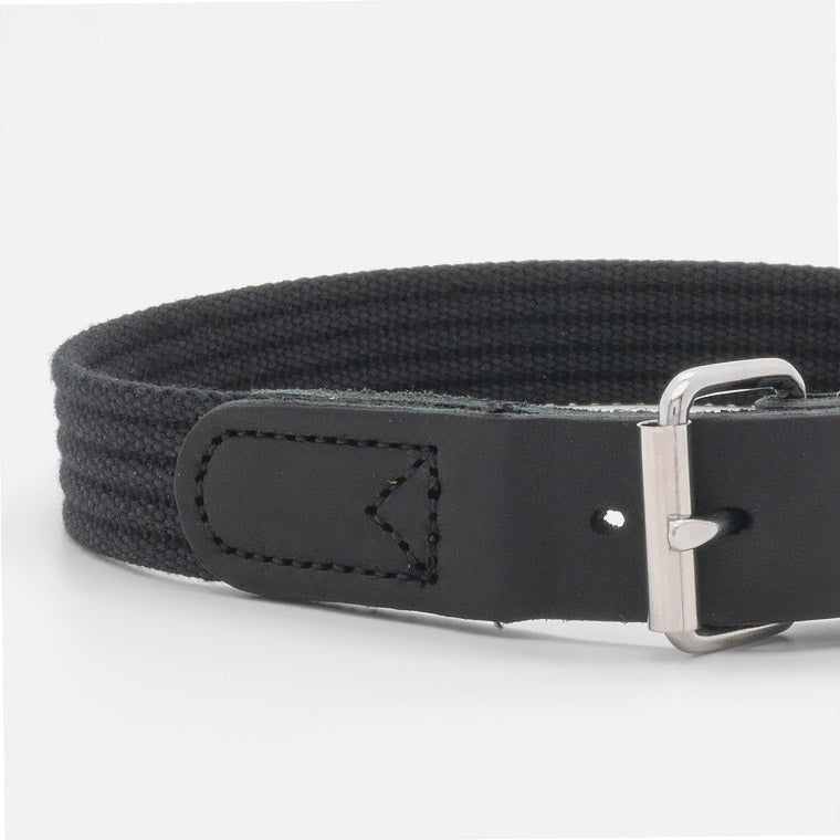 Collare in Cotone e Pelle BLACK