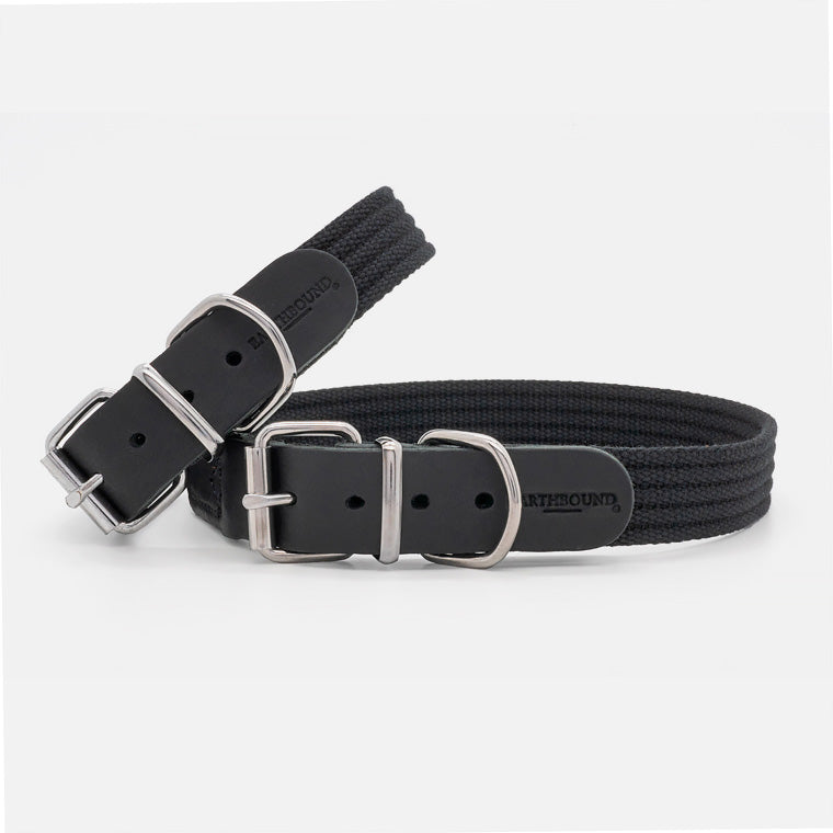 Collare in Cotone e Pelle BLACK