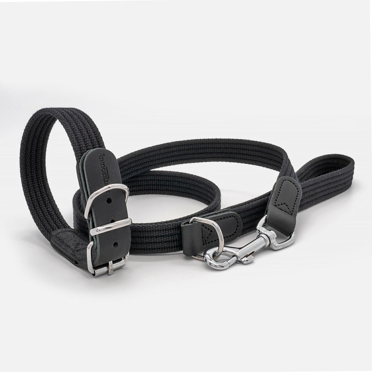 Collare in Cotone e Pelle BLACK