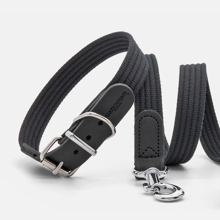 Collare in Cotone e Pelle BLACK