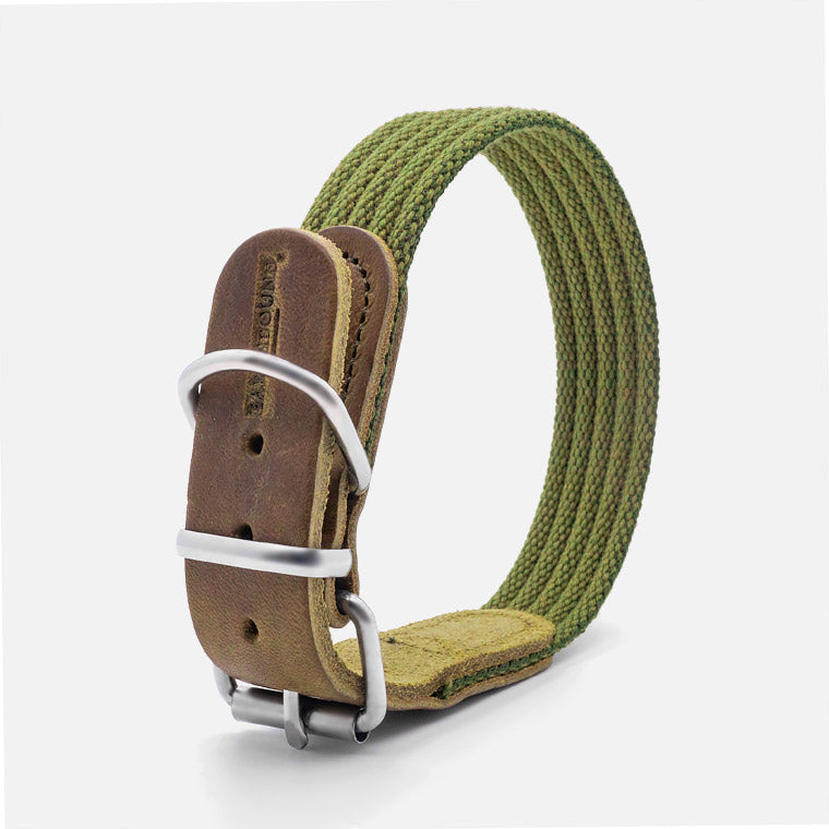Collare in Pelle e Cotone GREEN