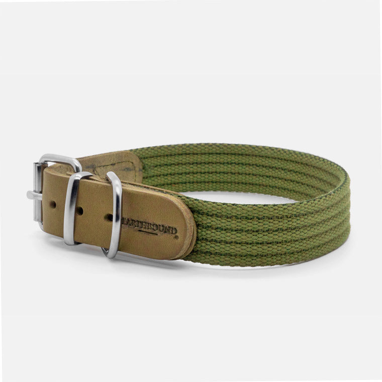Collare in Pelle e Cotone GREEN