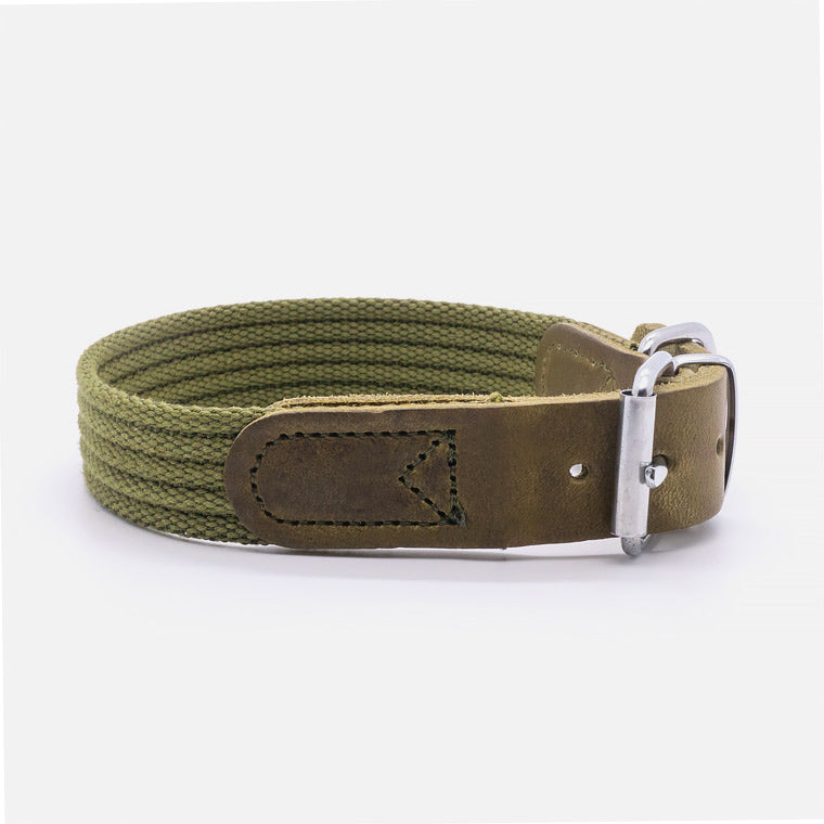 Collare in Pelle e Cotone GREEN