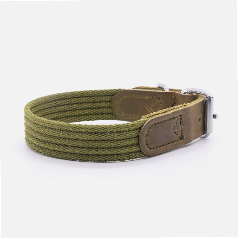 Collare in Pelle e Cotone GREEN